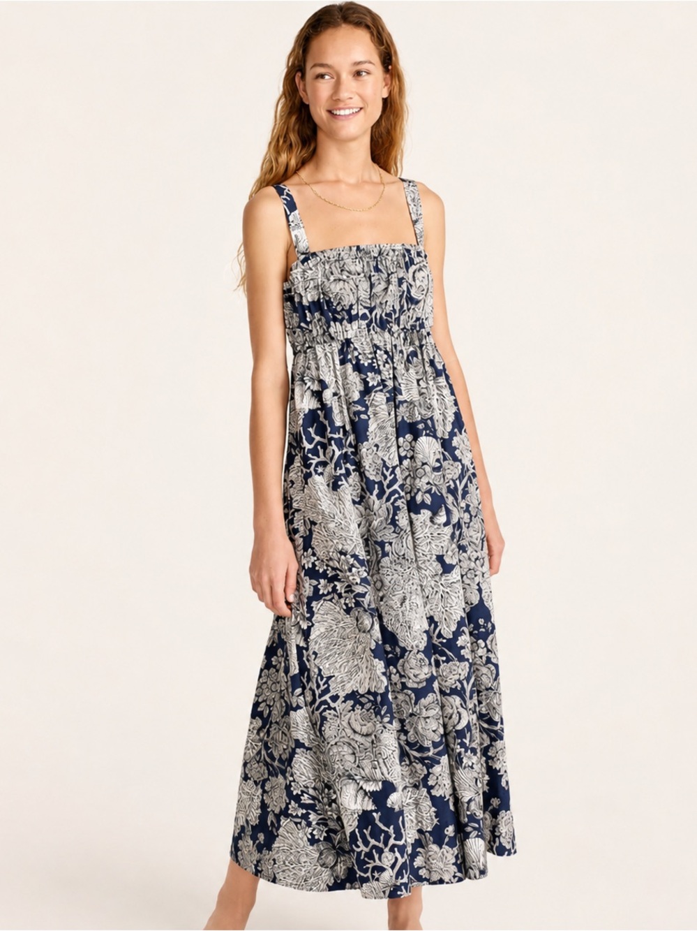 J. Crew Collection Ratti® Seashell Print Gathered Tank Midi Dress